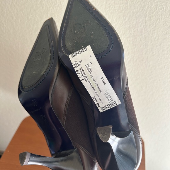 Donald J. Pliner Medea Heel Ankle Boots Brown Black Size 7.5 Leather Fabric Side - Picture 11 of 11